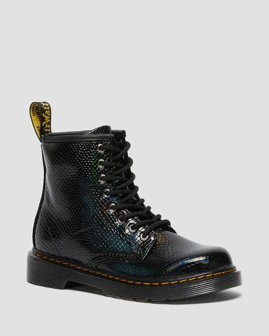 Botines Dr. Martens 1460 Reptile Emboss Niña Negros MX-38975